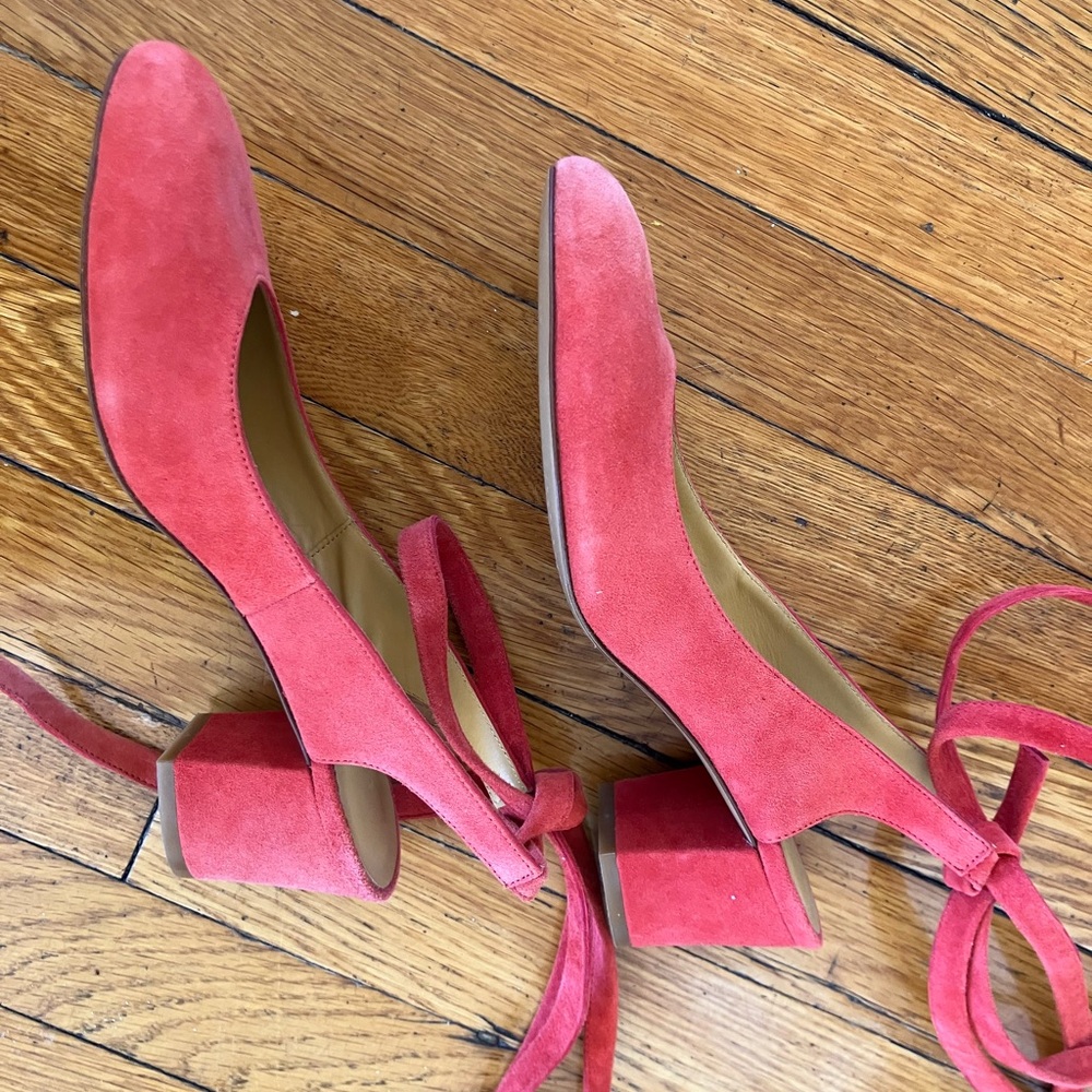Sezane coral pumps with ballet ties size 8 NWOT - Picture 4 of 8